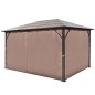 vidaXL Pavillon mit Vorhängen Braun Aluminium 400 x 300 cm vidaXL Pavillon mit Vorhängen Braun Aluminium 400 x 300 cm