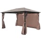 vidaXL Pavillon mit Vorhängen Braun Aluminium 400 x 300 cm vidaXL Pavillon mit Vorhängen Braun Aluminium 400 x 300 cm