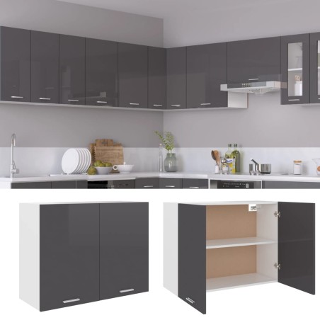 Hängeschrank Hochglanz-Grau 80x31x60 cm Holzwerkstoff