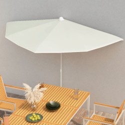 Halb-Sonnenschirm mit Mast 180x90 cm Sandfarben
