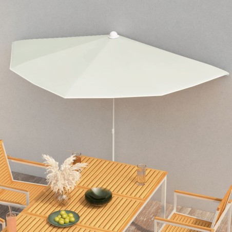 Halb-Sonnenschirm mit Mast 180x90 cm Sandfarben