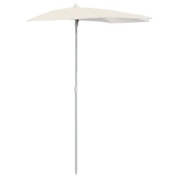 Halb-Sonnenschirm mit Mast 180x90 cm Sandfarben