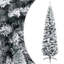Schlanker Künstlicher Weihnachtsbaum Beschneit Grün 240 cm PVC