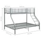 Etagenbettgestell Grau Metall 140x200 cm/90x200 cm Etagenbettgestell Grau Metall 140x200 cm/90x200 cm