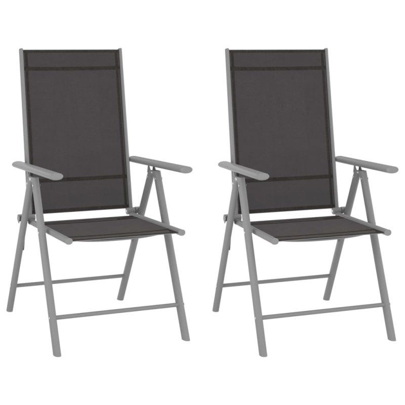 Gartenstühle Klappbar 2 Stk. Textilene Schwarz Gartenstühle Klappbar 2 Stk. Textilene Schwarz
