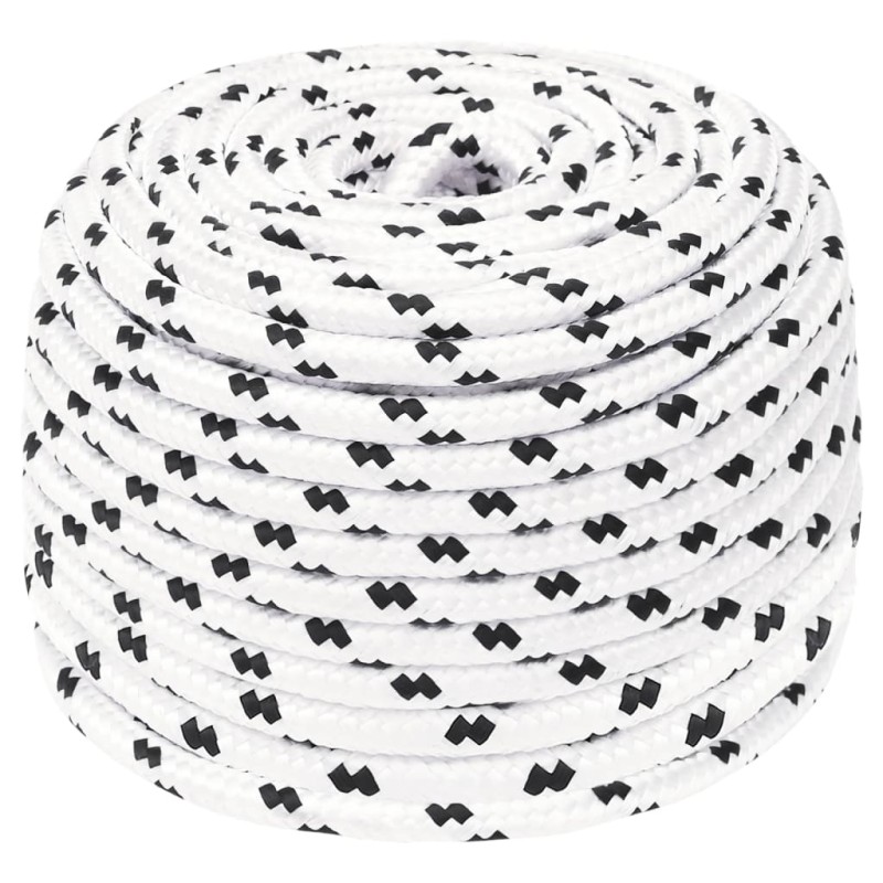vidaXL Bootsseil Geflochten Weiß 8 mmx100 m Polyester vidaXL Bootsseil Geflochten Weiß 8 mmx100 m Polyester