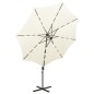 Ampelschirm mit Mast und LED-Leuchten Sandfarben 300 cm Ampelschirm mit Mast und LED-Leuchten Sandfarben 300 cm