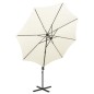 Ampelschirm mit Mast und LED-Leuchten Sandfarben 300 cm Ampelschirm mit Mast und LED-Leuchten Sandfarben 300 cm