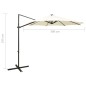 Ampelschirm mit Mast und LED-Leuchten Sandfarben 300 cm Ampelschirm mit Mast und LED-Leuchten Sandfarben 300 cm