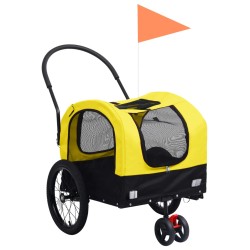 2-in-1 Tier-Fahrradanhänger und Jogger Gelb und Schwarz