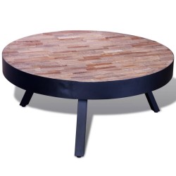 vidaXL Couchtisch Rund Altholz Teak 