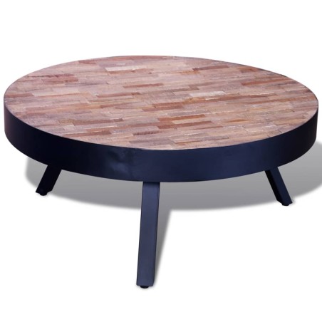 vidaXL Couchtisch Rund Altholz Teak 