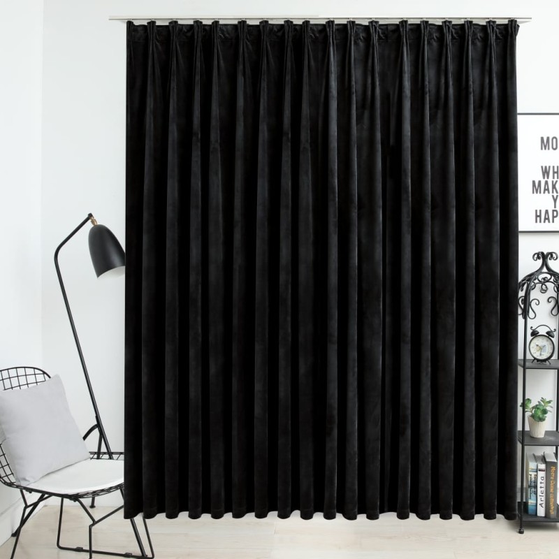 Verdunkelungsvorhang mit Haken Samt Schwarz 290 x 245 cm Verdunkelungsvorhang mit Haken Samt Schwarz 290 x 245 cm