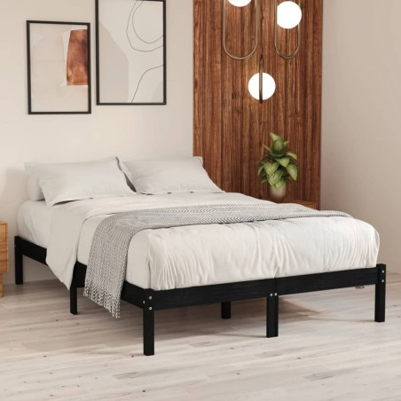 vidaXL Massivholzbett Schwarz Kiefer 140x190 cm