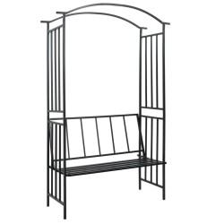 vidaXL Rosenbogen mit Bank Schwarz 128x50x207 cm Eisen 