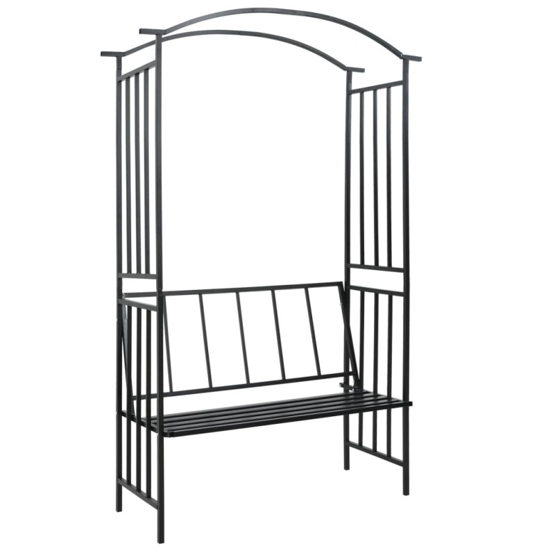 vidaXL Rosenbogen mit Bank Schwarz 128x50x207 cm Eisen vidaXL Rosenbogen mit Bank Schwarz 128x50x207 cm Eisen