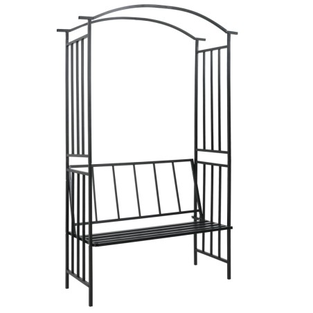 vidaXL Rosenbogen mit Bank Schwarz 128x50x207 cm Eisen 