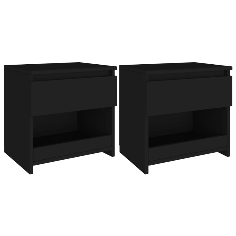 Nachttische 2 Stk. Schwarz 40x30x39 cm Holzwerkstoff Nachttische 2 Stk. Schwarz 40x30x39 cm Holzwerkstoff