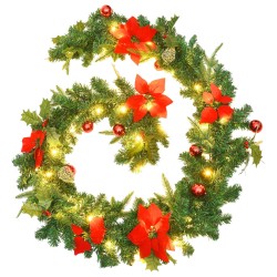 Weihnachtsgirlande mit LED-Lichtern Grün 2,7 m PVC