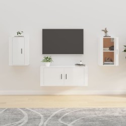 vidaXL TV-Wandschränke 2 Stk. Hochglanz-Weiß 40x34,5x60 cm