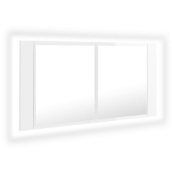 LED-Bad-Spiegelschrank Hochglanz-Weiß 90x12x45 cm Acryl