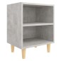 Nachttisch mit Massivholz-Beinen Betongrau 40x30x50 cm Nachttisch mit Massivholz-Beinen Betongrau 40x30x50 cm