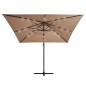 Ampelschirm mit LED-Leuchten und Stahlmast 250 x 250 cm Taupe