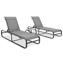 vidaXL Sonnenliegen 2 Stk. mit Tisch Textilene und Aluminium