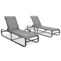 vidaXL Sonnenliegen 2 Stk. mit Tisch Textilene und Aluminium vidaXL Sonnenliegen 2 Stk. mit Tisch Textilene und Aluminium