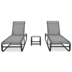 vidaXL Sonnenliegen 2 Stk. mit Tisch Textilene und Aluminium