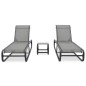 vidaXL Sonnenliegen 2 Stk. mit Tisch Textilene und Aluminium vidaXL Sonnenliegen 2 Stk. mit Tisch Textilene und Aluminium