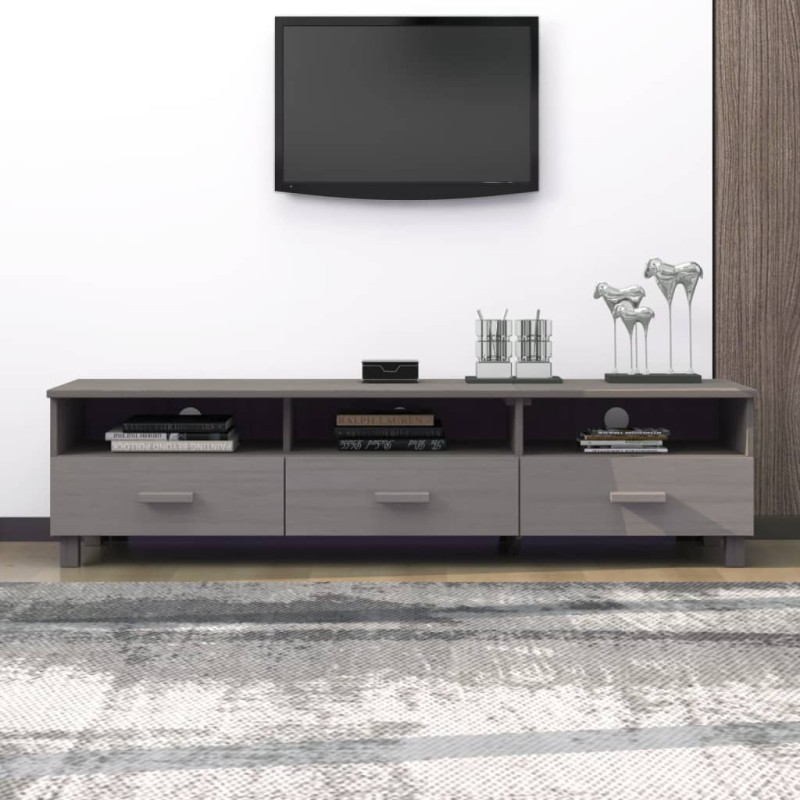 TV-Schrank HAMAR Hellgrau 158x40x40 cm Massivholz Kiefer TV-Schrank HAMAR Hellgrau 158x40x40 cm Massivholz Kiefer