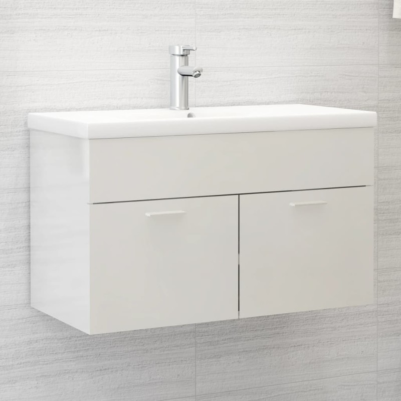 vidaXL Waschbeckenunterschrank Hochglanz-Weiß 80x38,5x46cm vidaXL Waschbeckenunterschrank Hochglanz-Weiß 80x38,5x46cm