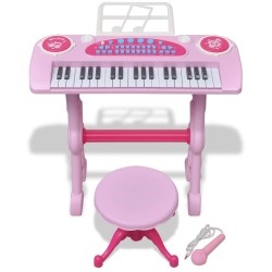 Kinder Keyboard Spielzeug Piano mit Hocker/Mikrofon 37 Tasten Rosa