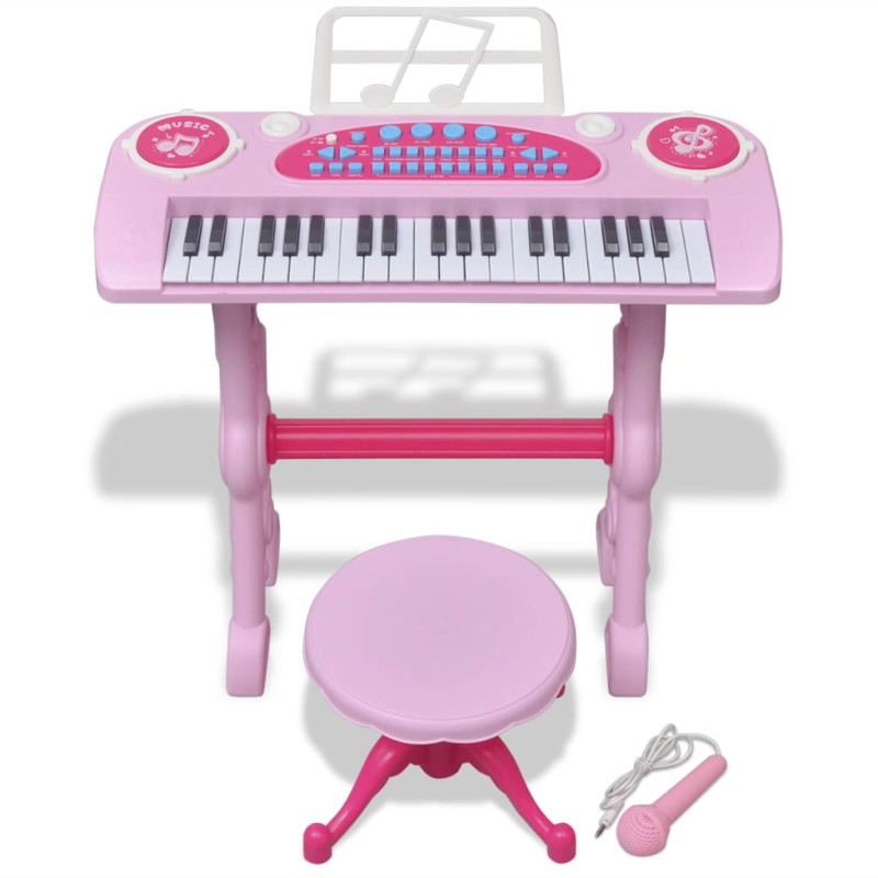 Kinder Keyboard Spielzeug Piano mit Hocker/Mikrofon 37 Tasten Rosa Kinder Keyboard Spielzeug Piano mit Hocker/Mikrofon 37 Tasten Rosa