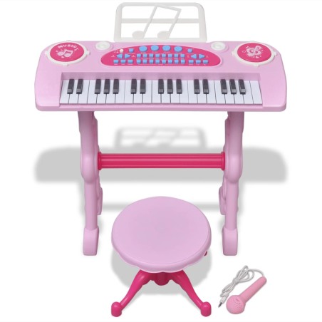 Kinder Keyboard Spielzeug Piano mit Hocker/Mikrofon 37 Tasten Rosa