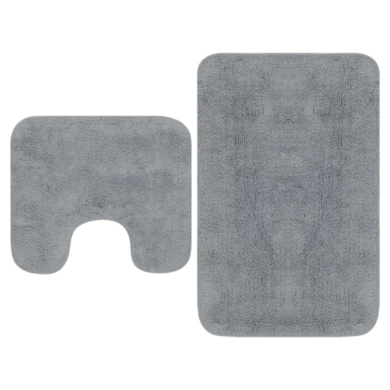 Badematten-Set 2-tlg. Stoff Grau Badematten-Set 2-tlg. Stoff Grau