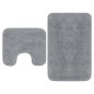 Badematten-Set 2-tlg. Stoff Grau Badematten-Set 2-tlg. Stoff Grau