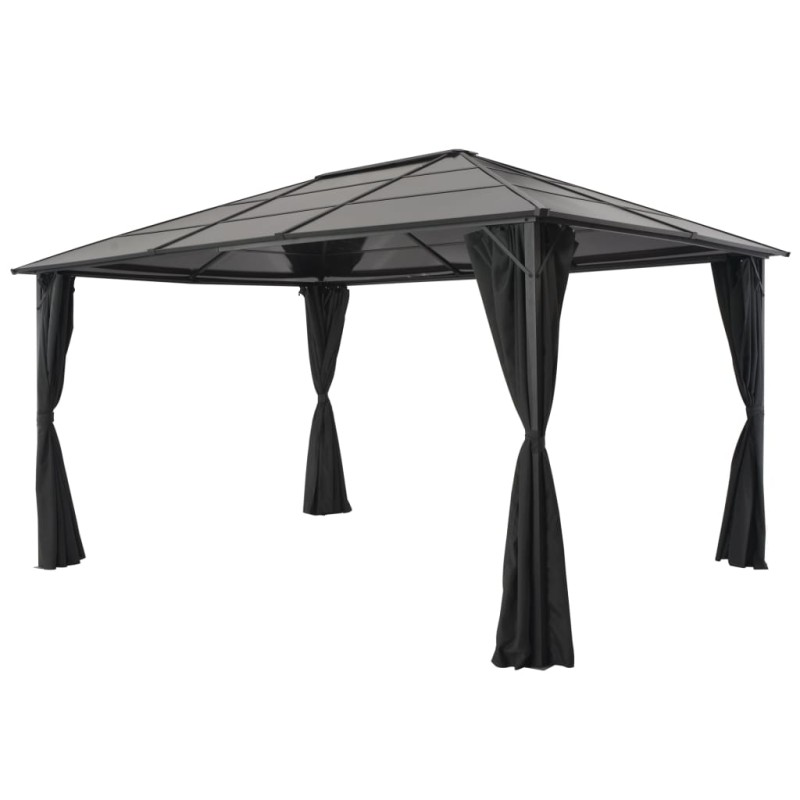 Gartenpavillon mit Vorhang Aluminium 4×3×2,6 m Schwarz Gartenpavillon mit Vorhang Aluminium 4×3×2,6 m Schwarz