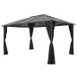 Gartenpavillon mit Vorhang Aluminium 4×3×2,6 m Schwarz Gartenpavillon mit Vorhang Aluminium 4×3×2,6 m Schwarz