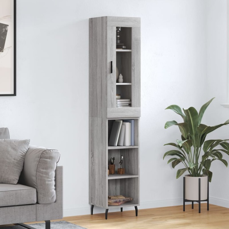 vidaXL Highboard Grau Sonoma 34,5x34x180 cm Holzwerkstoff vidaXL Highboard Grau Sonoma 34,5x34x180 cm Holzwerkstoff