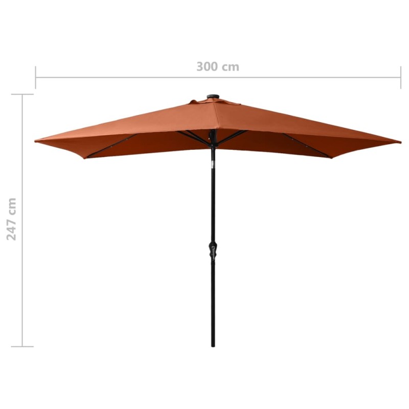 vidaXL Sonnenschirm mit LEDs und Stahl-Mast Terrakottarot 2x3 m vidaXL Sonnenschirm mit LEDs und Stahl-Mast Terrakottarot 2x3 m