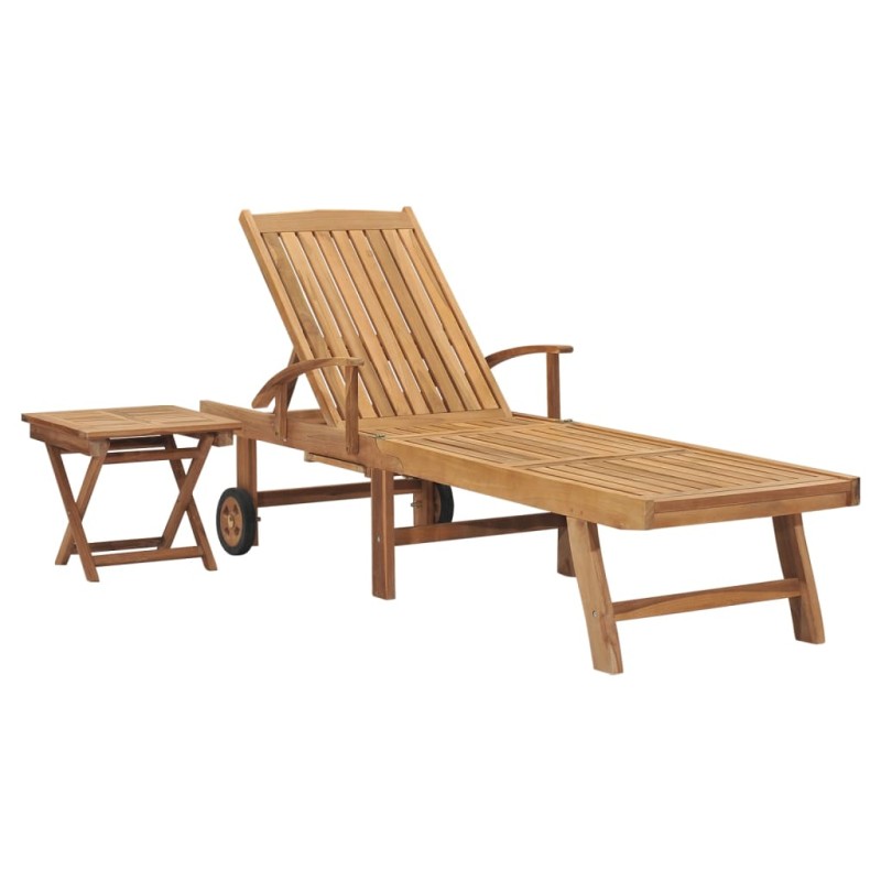 Sonnenliege mit Tisch Massivholz Teak Sonnenliege mit Tisch Massivholz Teak