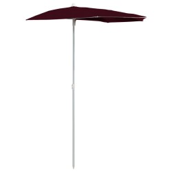 vidaXL Halb-Sonnenschirm mit Mast 180x90 cm Bordeauxrot