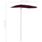 vidaXL Halb-Sonnenschirm mit Mast 180x90 cm Bordeauxrot vidaXL Halb-Sonnenschirm mit Mast 180x90 cm Bordeauxrot