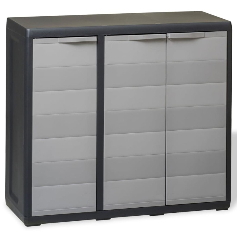 vidaXL Gartenschrank mit 2 Regalen Schwarz und Grau vidaXL Gartenschrank mit 2 Regalen Schwarz und Grau