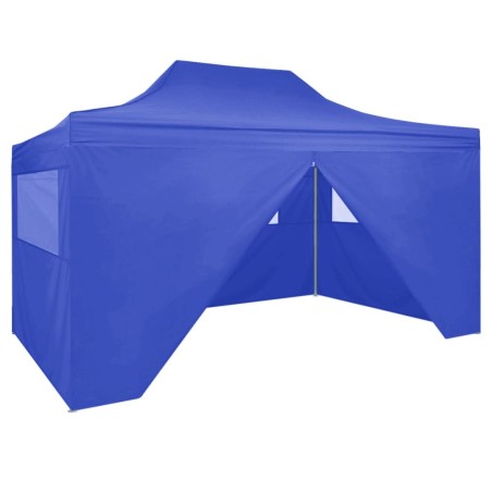 vidaXL Profi-Partyzelt Faltbar mit 4 Seitenwänden 3×4m Stahl Blau