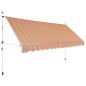 Einziehbare Markise Handbetrieben 400 cm Gelb/Blau Gestreift Einziehbare Markise Handbetrieben 400 cm Gelb/Blau Gestreift