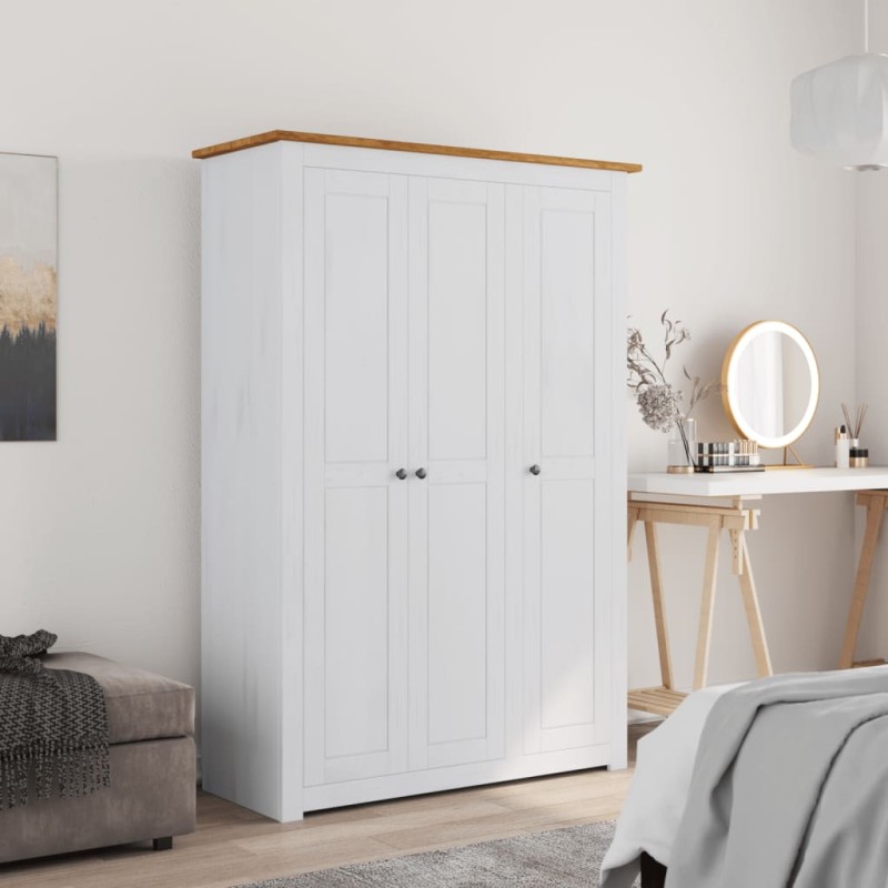 vidaXL Kleiderschrank 3-Türig Weiß 118×50×171,5 cm Kiefer Panama Serie vidaXL Kleiderschrank 3-Türig Weiß 118×50×171,5 cm Kiefer Panama Serie
