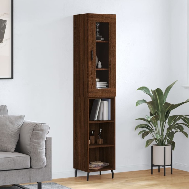 Highboard Braun Eichen-Optik 34,5x34x180 cm Holzwerkstoff Highboard Braun Eichen-Optik 34,5x34x180 cm Holzwerkstoff